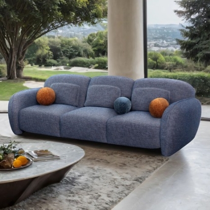 Furniture Of America Previti Contemporary Chenille, Foam, Solid Wood, Others Denim Blue Sofa | FM61117BL-SF