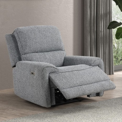 Furniture Of America Morcote Contemporary Boucle Fabric, Boucle Fabric, Engineered Wood, Solid Wood Gray Power Recliner | FM62001GY-CH-PM
