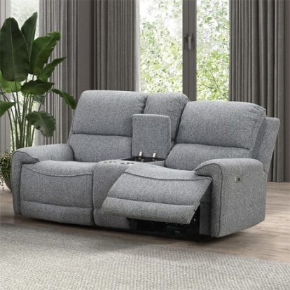 Furniture of America Morcote Contemporary Boucle Fabric Boucle Fabric Engineered with Wood Solid with Wood Gray Power Loveseat Model FM62001GY-LV-PM