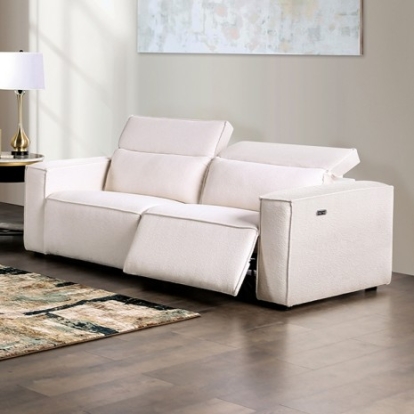 Furniture of America Treharris Contemporary Fabric Solid with Wood White Power Loveseat Model FM62002WH-LV-PM-PK