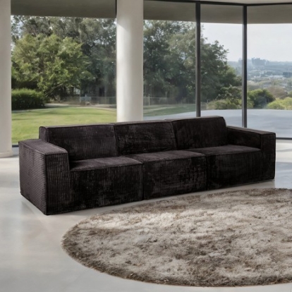 Furniture Of America Kimara Contemporary Compressed Foam, Corduroy Black Sofa (Compressed Foam) | FM62100BK-SF-PK