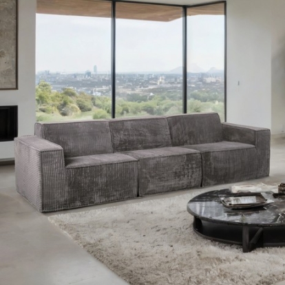 Furniture Of America Kimara Contemporary Compressed Foam, Corduroy Dark Gray Sofa (Compressed Foam) | FM62100DG-SF-PK
