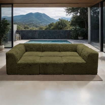 Furniture Of America Nappi Contemporary Compressed Foam, Faux Fur Olive Green Daybed (Compressed Foam) | FM62102GR-BED