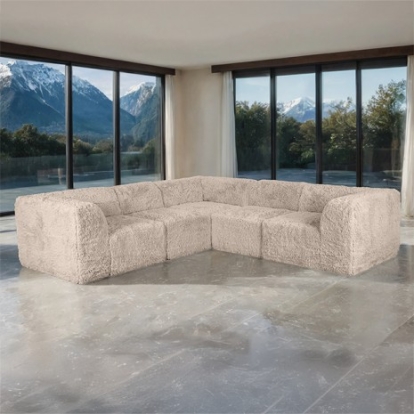 Furniture Of America Nappi Contemporary Compressed Foam, Faux Fur Taupe L-Sectional (Compressed Foam) | FM62102TP-SECT-C