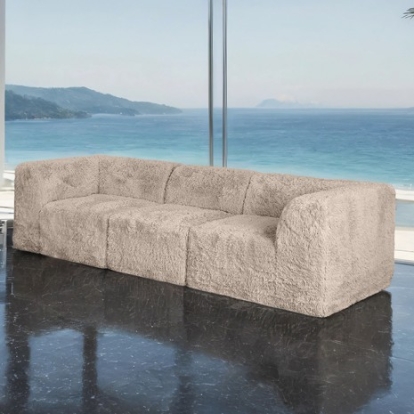 Furniture Of America Nappi Contemporary Compressed Foam, Faux Fur Taupe Sofa (Compressed Foam) | FM62102TP-SF-PK