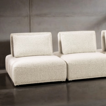 Furniture of America Stavanger Contemporary Boucle Solid with Wood Beige 3-Seater Model FM63001BG-A