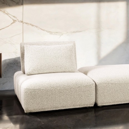 Furniture of America Stavanger Contemporary Boucle Solid with Wood Beige 2-Seater with Square Ot Model FM63001BG-C