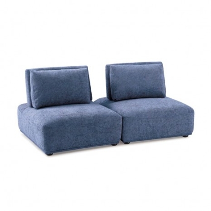 Furniture of America Stavanger Contemporary Boucle Solid with Wood Blue 2-Seater Model FM63001BL-B