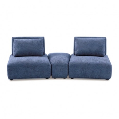 Furniture Of America Stavanger Contemporary Boucle, Solid Wood, Others Blue Curved 2-Seater W/ Ot | FM63001BL-D