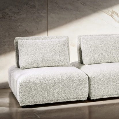 Furniture of America Stavanger Contemporary Boucle Solid with Wood Light Gray 3-Seater Model FM63001LG-A