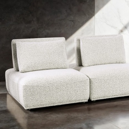 Furniture of America Stavanger Contemporary Boucle Solid with Wood Light Gray 2-Seater Model FM63001LG-B