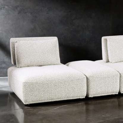 Furniture Of America Stavanger Contemporary Boucle, Solid Wood, Others Light Gray 2-Seater W/ Rect Ot | FM63001LG-E