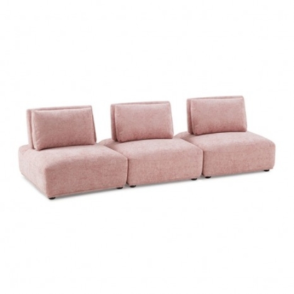 Furniture of America Stavanger Contemporary Boucle Solid with Wood Pink 3-Seater Model FM63001PK-A