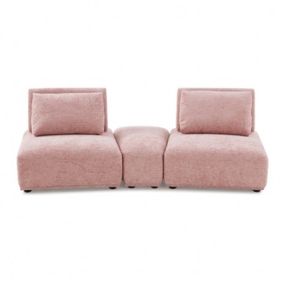 Furniture of America Stavanger Contemporary Boucle Solid with Wood Pink Curved 2-Seater with Ot Model FM63001PK-D