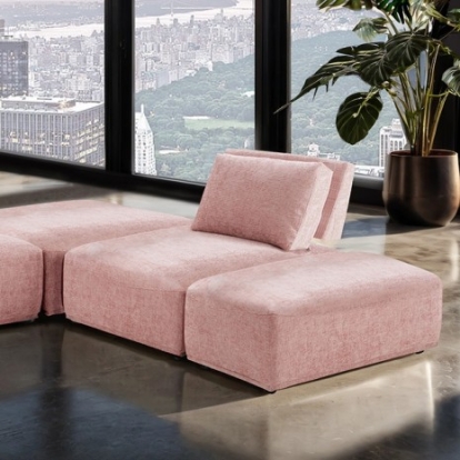 Furniture of America Stavanger Contemporary Boucle Solid with Wood Pink L-Sectional Model FM63001PK-F