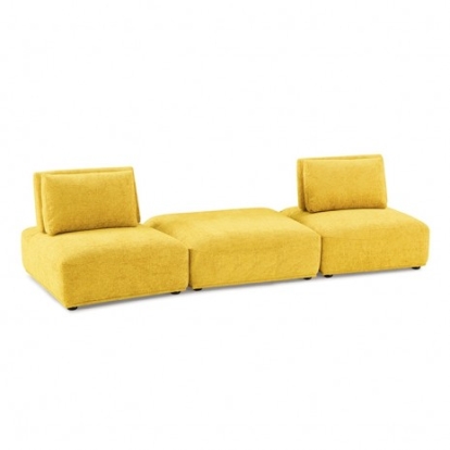 Furniture of America Stavanger Contemporary Boucle Solid with Wood Yellow 2-Seater with Square Ot Model FM63001YL-C