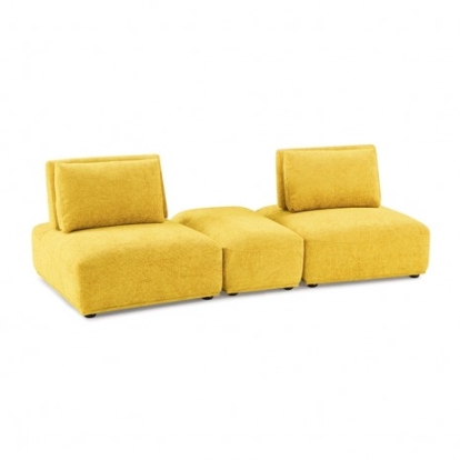 Furniture of America Stavanger Contemporary Boucle Solid with Wood Yellow 2-Seater with Rect Ot Model FM63001YL-E