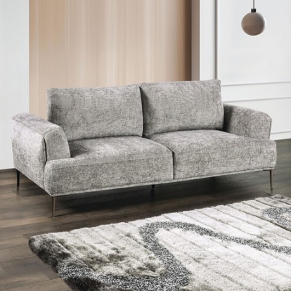 Furniture of America Gladbach Contemporary Chenille Metal Solid with Wood Gray Sofa Model FM63007GY-SF