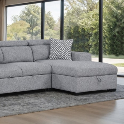 Furniture Of America Chatteris Contemporary Engineered Wood, Fabric, Foam Gray Sectional | FM64000GY-SECT-R