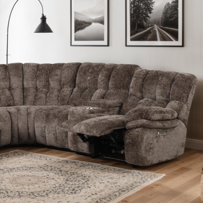 Furniture Of America Hieronymus Transitional Fabric, Foam, Metal Dark Brown Power Sectional | FM64001DB-SECT-PM