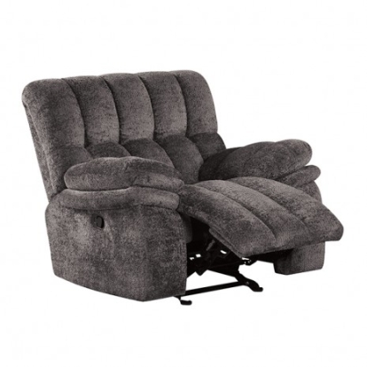 Furniture Of America Hieronymus Transitional Fabric, Foam, Metal Dark Gray Manual Glider Recliner | FM64001DG-CH-M