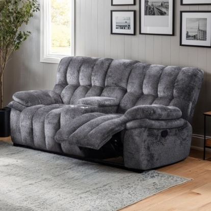 Furniture Of America Hieronymus Transitional Fabric, Foam, Metal Dark Gray Manual Loveseat | FM64001DG-LV-M