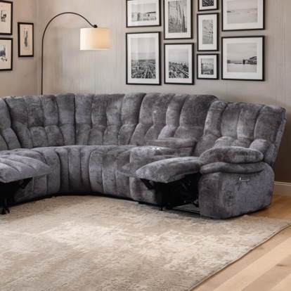 Furniture Of America Hieronymus Transitional Fabric, Foam, Metal Dark Gray Power Sectional | FM64001DG-SECT-PM