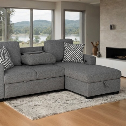 Furniture Of America Chatham Contemporary Engineered Wood, Fabric, Foam Gray Sectional | FM64005GY-SECT-R