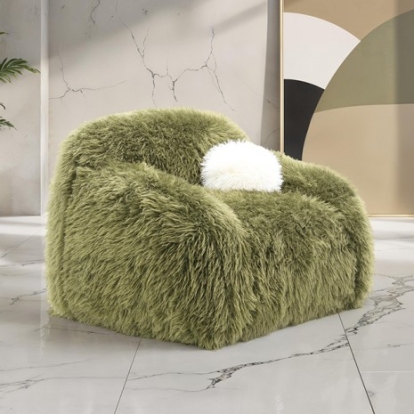 Furniture Of America Darwen Contemporary Faux Fur Green Swivel Chair | FM64006GR-CH-SW