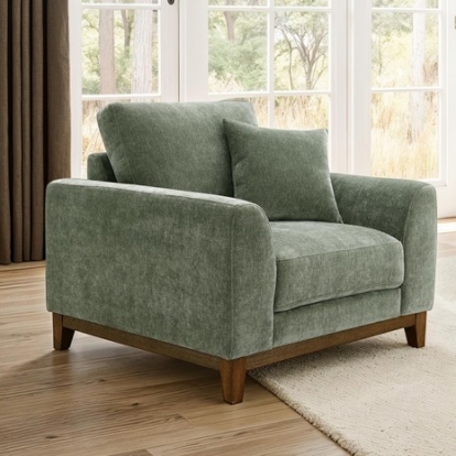 Furniture Of America Watton Mid-Century Modern Chenille, Wood Olive Green Chair | FM64008GR-CH