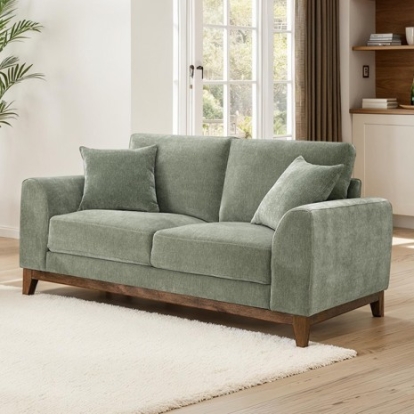 Furniture Of America Watton Mid-Century Modern Chenille, Wood Olive Green Loveseat | FM64008GR-LV