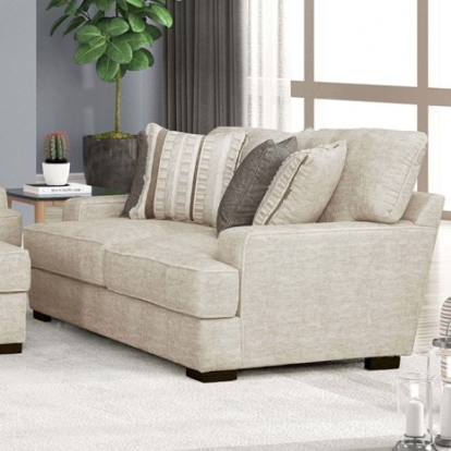 Furniture of America Ardenfold Contemporary Fabric Solid with Wood Beige Loveseat Model FM64201BG-LV