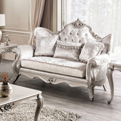 Furniture of America Acapulco Traditional Fabric Solid with Wood Off-White Loveseat Model FM65001WH-LV