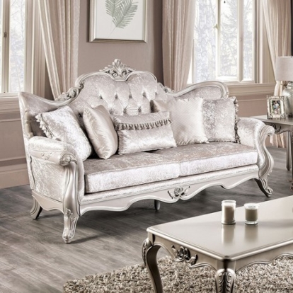 Furniture of America Acapulco Traditional Fabric Solid with Wood Off-White Sofa Model FM65001WH-SF