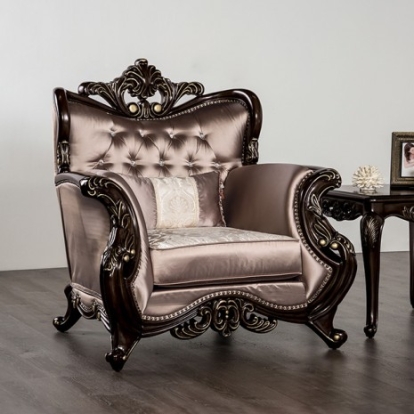 Furniture Of America Albacete Traditional Velvet, Solid Wood, Others Dark Cherry/Brown Chair | FM65006BR-CH