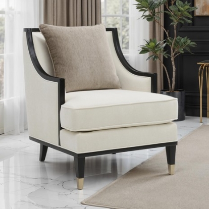 Furniture Of America La Salle Traditional Chenille, Engineered Wood, Foam, Hardwood, Softwood White Chair | FM67005WH-CH