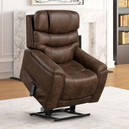 Furniture of America Guinevra Transitional Fabric Foam Metal Walnut Lift Chair Model FM68005WN-LC
