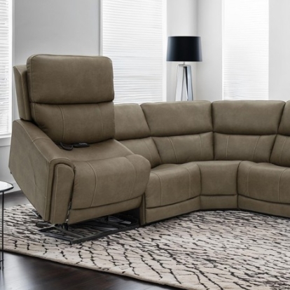 Furniture of America Orpheus Contemporary Fabric Foam Solid with Wood Brown Power Sectional with Lift Chair Model FM68100BR-SECT-LC
