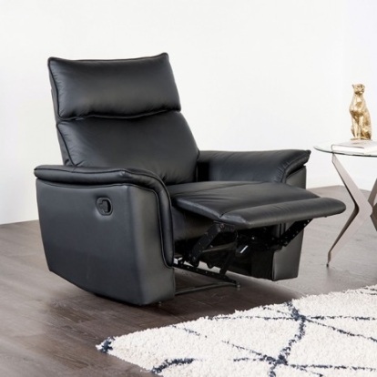 Furniture of America Bienne Transitional Leather Match Metal Black Recliner Chair Model FM69002BK-CH-M