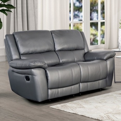 Furniture of America Glarus Transitional Leather Match Metal Dark Gray Loveseat Manual Recliner Model FM69003DG-LV-M