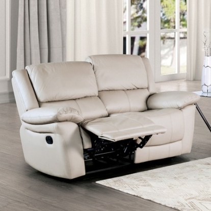 Furniture of America Glarus Transitional Leather Match Metal White Loveseat Manual Recliner Model FM69003WH-LV-M