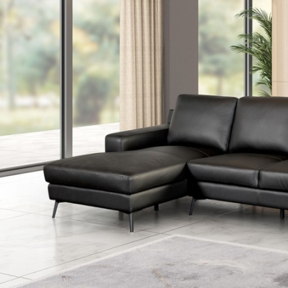 Furniture Of America Stordal Contemporary Leather Match, Metal, Others Black Sectional, Left Chaise | FM69004BK-SECT-L