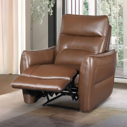 Furniture of America Terentius Contemporary Engineered with Wood High Density Foam Leather Match Pocket Coil Spring Sinuous Spring And Webbing Suspension Tropical Hardwood Tropical Hardwood Caramel Brown Power Recliner Model FM69006BR-CH-PM