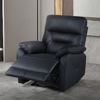 Furniture of America Micaelis Transitional Engineered with Wood Fabric Foam Leather Match Metal Solid with Wood Black Manual Recline Chair Model FM69007BK-CH-M