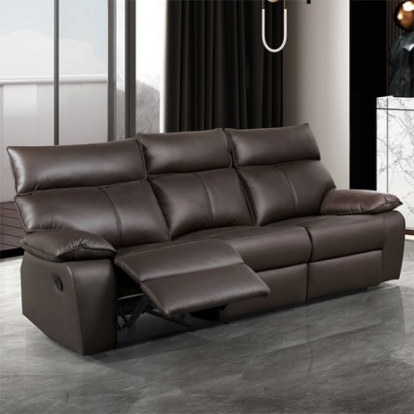 Furniture of America Onoria Contemporary Engineered with Wood High Density Foam Leather Match Pocket Coil Spring Tropical Hardwood Tropical Hardwood Brown Manual Recline Sofa Model FM69008BR-SF-M