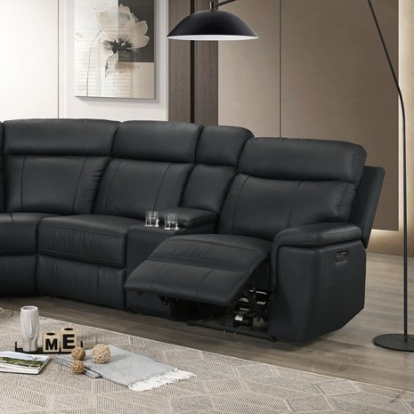 Furniture Of America Oliverus Transitional Foam, Leather Match, Wood Black Power Sectional | FM69009BK-SECT-PM