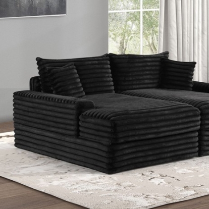 Furniture Of America Tavedestrand Contemporary Engineered Wood, Fabric, Metal Black Double Chaise Sofa | FM6900BK-PK