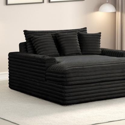 Furniture of America Veyrier Contemporary Engineered with Wood Fabric Metal Black 2 Arm Chaise Model FM6901BK-CE