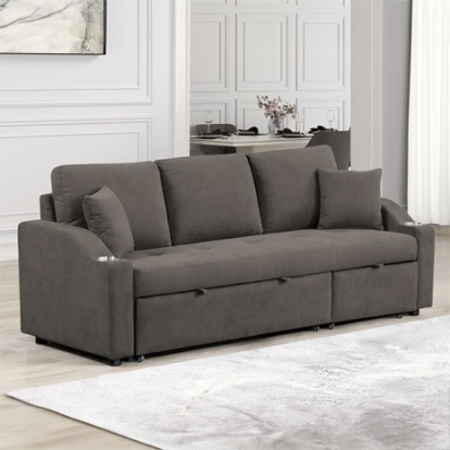 Furniture Of America Royden Contemporary Engineered Wood, Fabric, Foam, Metal Gray Sleeper Sofa | FM6963GY-PK