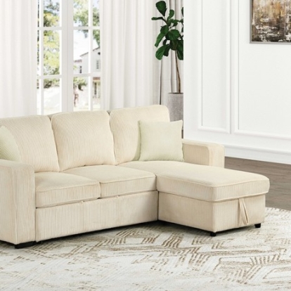 Furniture Of America Yves Contemporary Corduroy, Solid Wood, Others Beige Sectional | FM6964BG-SECT